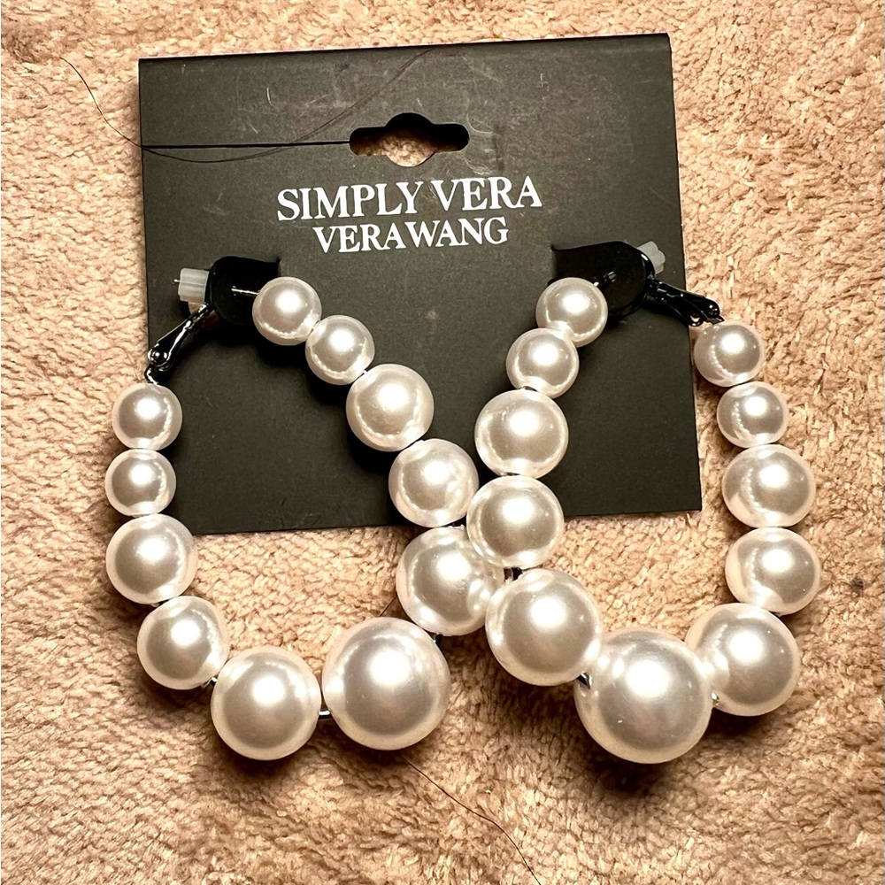 Simply Vera Vera Wang Lustrous White Bead Earrings
